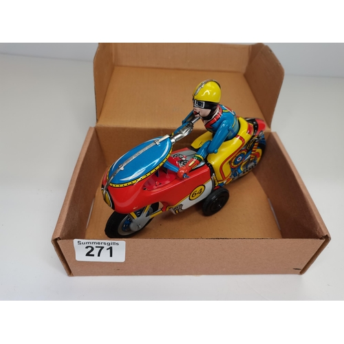 271 - Tin motorbike toy in box - 'Winner' - very good condition