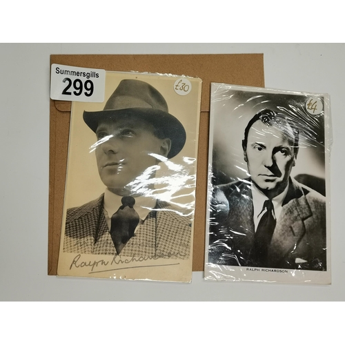 299 - X2 photos of Ralph Richardson one of them signed