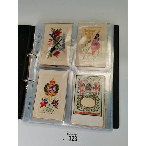 323 - Postcard Album with mixed WW1 related cards.  Bruce Barnfather, WW1 Silk Royal Engineers, Sons of th... 