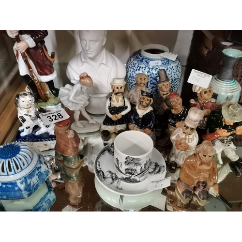 328 - Collection of ceramics incl Tremar pottery figureines