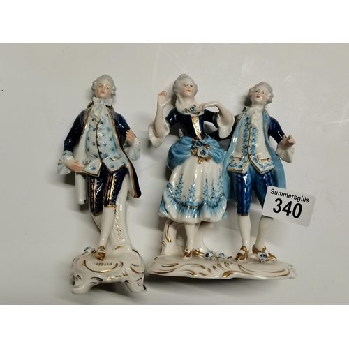 340 - 2 x antique porcelain figures Meissen style