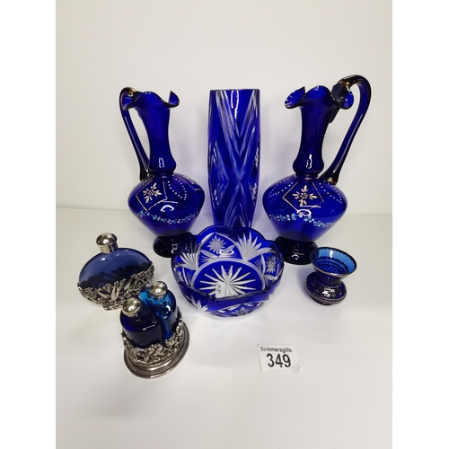 349 - Collection of blue Venetian style glass