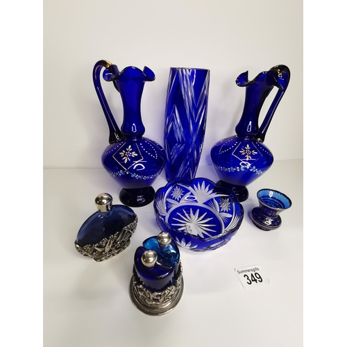 349 - Collection of blue Venetian style glass