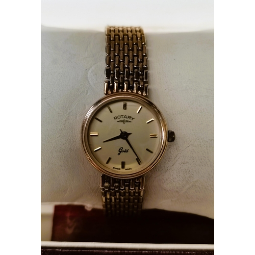 554 - 9ct Gold Rotary Ladies watch Total weight 19g