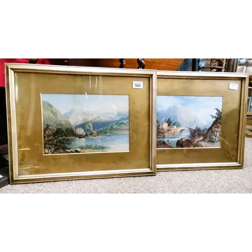 566 - 2 Framed Watercolours Mountainous/Lake Scenes