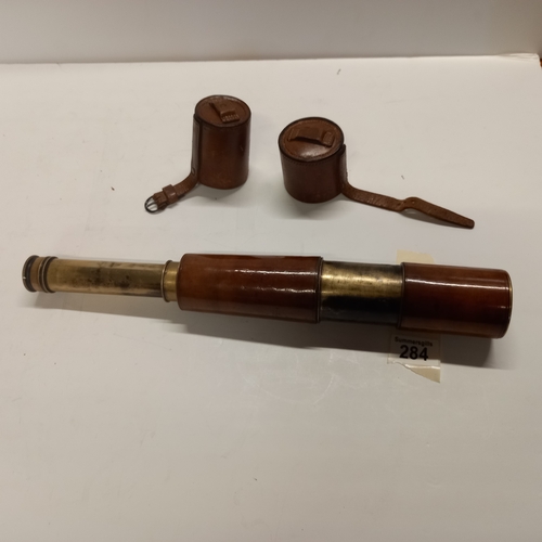 284 - Antique telescope in leather case (T.Cook York)