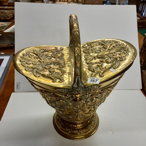 567 - Victorian Brass Coal Scuttle