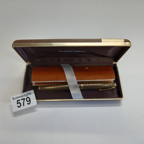 579 - 22ct Gold Case Sheaffer Fountain pen in box GF