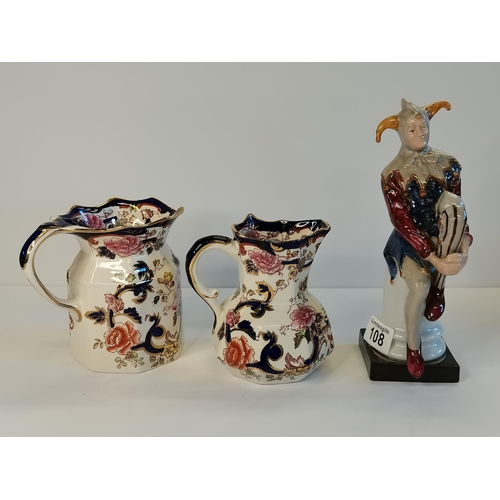 108 - x2 Mason Jugs and Doulton Style Jester (Leonardo)