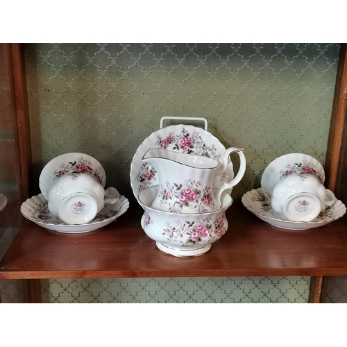 112 - Royal Albert 'Lavender Rose' Tea set 6 pieces, Tea pot milk jug sugar bowl