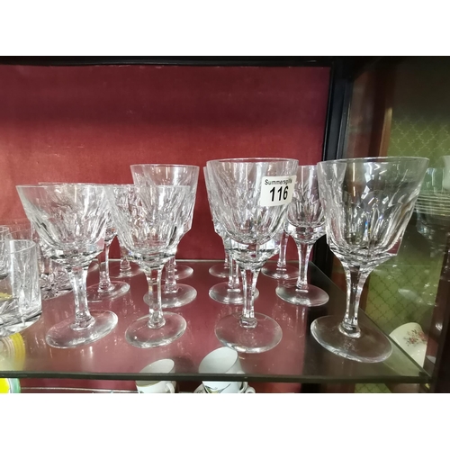 116 - A collection of heavy cut glass wines and whisky glasses