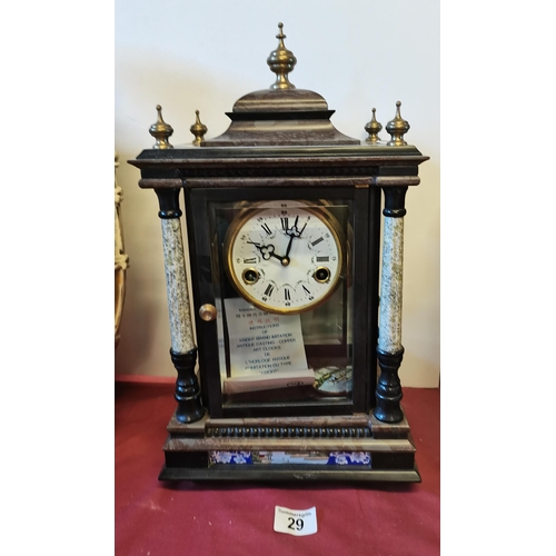 29 - Knight Brand Imitation Antique Casting - Copper Arts Clock with Key