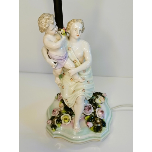 5 - Meissen  / sitzendorf Lamp H33cm - Slight damage to toes on the lady