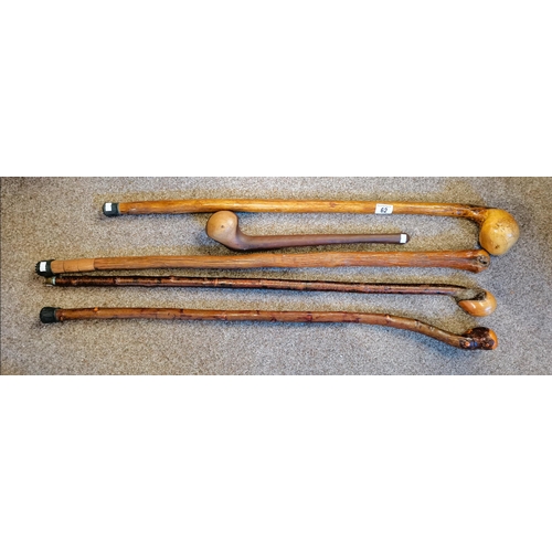 62 - x5 Shillelagh Club walking sticks of various lengths