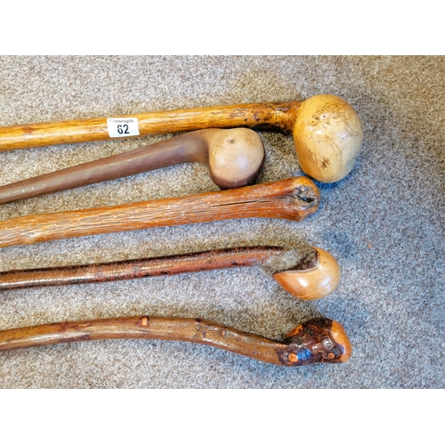 62 - x5 Shillelagh Club walking sticks of various lengths