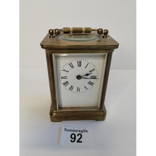 92 - Brass Carriage Clock with key