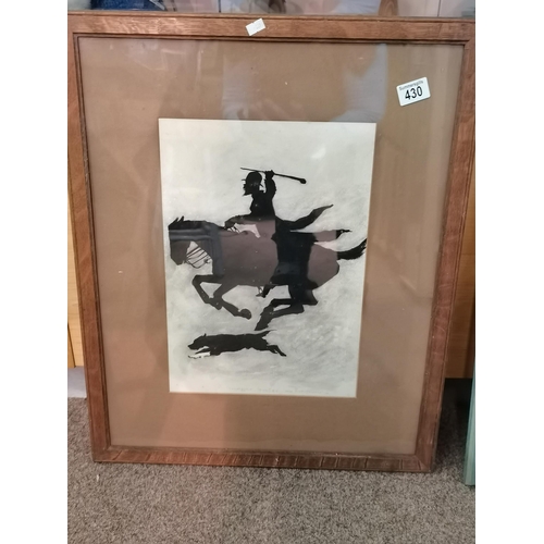 430 - An early silhouette of a Huntsman 70cm x 55cm