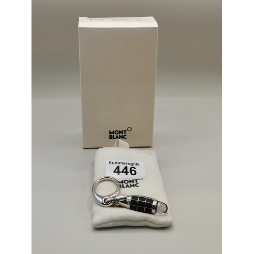 446 - Mont Blanc Black Mystery key fob in platinum plate with box and pouch