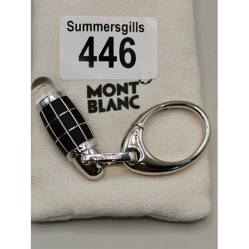 446 - Mont Blanc Black Mystery key fob in platinum plate with box and pouch