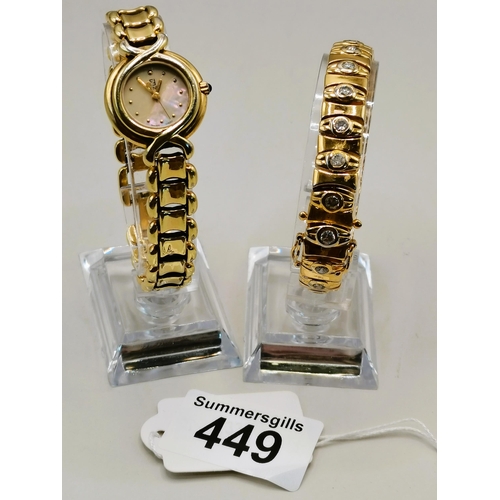 449 - Fendi Ladies gold metal Watch and bracelet (watch requires battery)