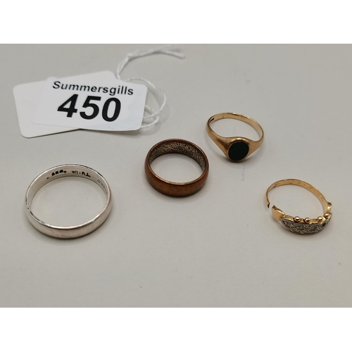 450 - Miscellaneous gold and silver items including rings, napkin rings etc