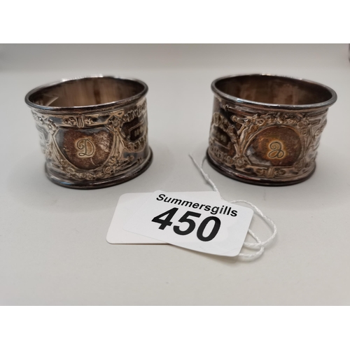 450 - Miscellaneous gold and silver items including rings, napkin rings etc