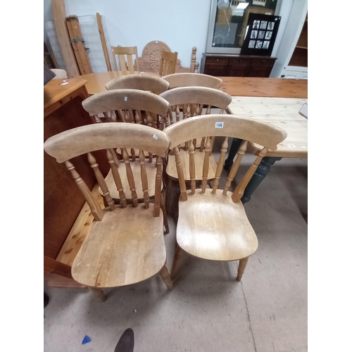 1096 - 6 x Pine kitchen chairs