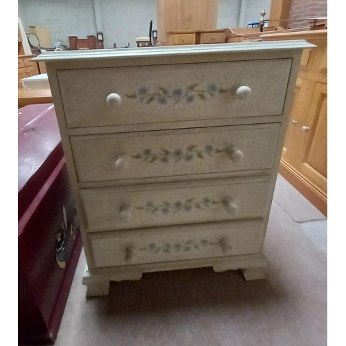 1102 - Crackle glazed painted pine chest of drawers -w 65cm x H70cm D40cm