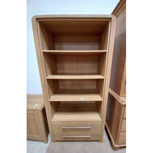 1105 - Modern Veneered Shelving unit with 2 drawers under W89cm x H185