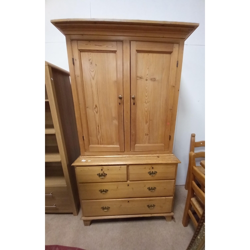 1106 - Antique Pine dresser with 3 drawers 114cm x Ht 212cm