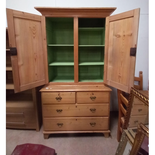 1106 - Antique Pine dresser with 3 drawers 114cm x Ht 212cm