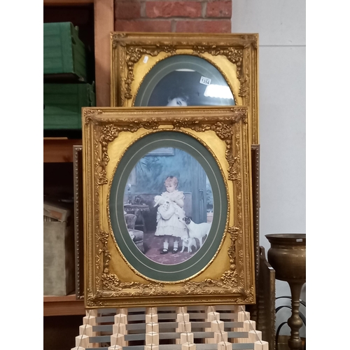 1354 - 3 x framed pictures in large gilt frames plus others