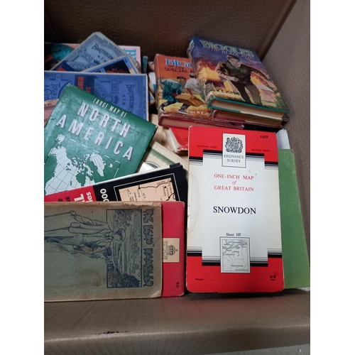 1359 - Box of vintage books and maps