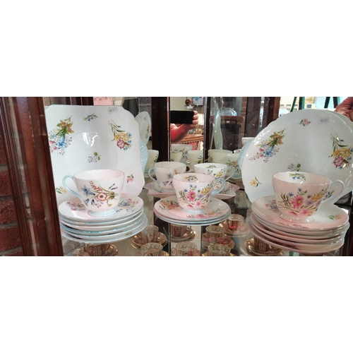 111 - Shelley Tea set 'Wild Flowers' Some slight damage to a couple of the pieces