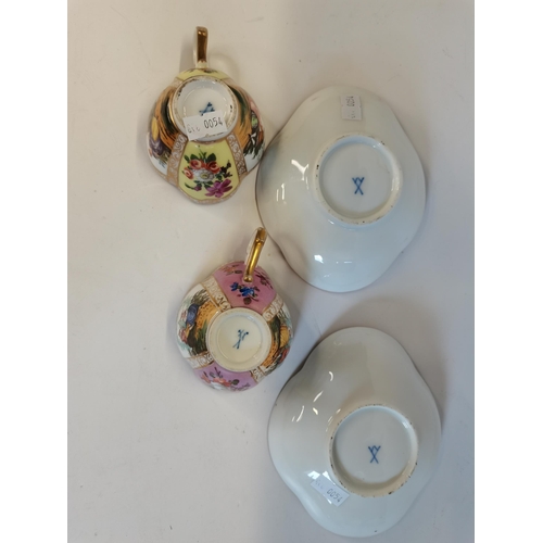 114 - x2 Meissen cups and saucers