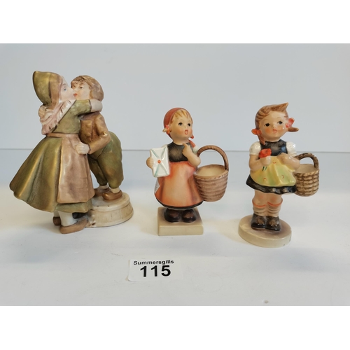 115 - x2 Hummel figures and A Royal Dux Figure