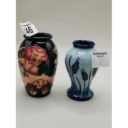 146 - X2 Moorcroft small vases H11cm and 10cm