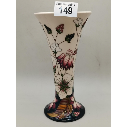 149 - Moorcroft Vase Bramble pattern 2010 red dot on base H21cm small chip on rim