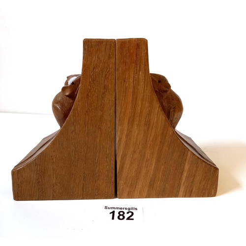 182 - A Pair of Mouseman Bookends - H15cm