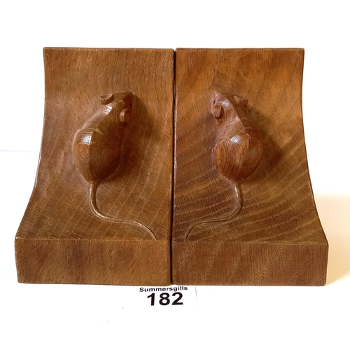 182 - A Pair of Mouseman Bookends - H15cm