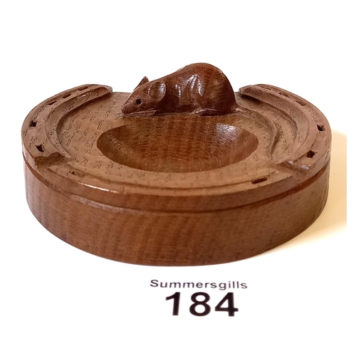 184 - Large Mouseman Oak Horseshoe Ashtray - W12cm