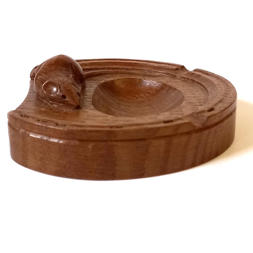 184 - Large Mouseman Oak Horseshoe Ashtray - W12cm