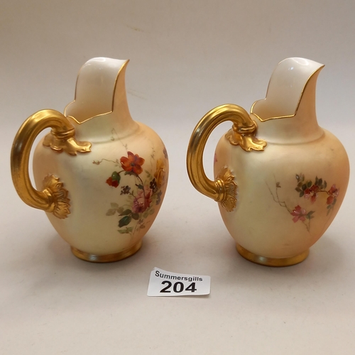 204 - 2 x Royal Worcester 1094 jugs 13cm height