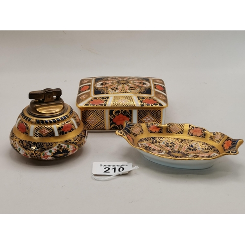 210 - Crown Derby Lighter, Trinket dish and lidded dish