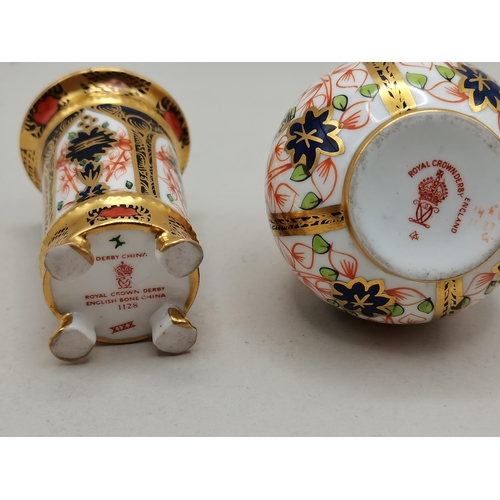 220 - x2 Crown Derby small vases H7cm