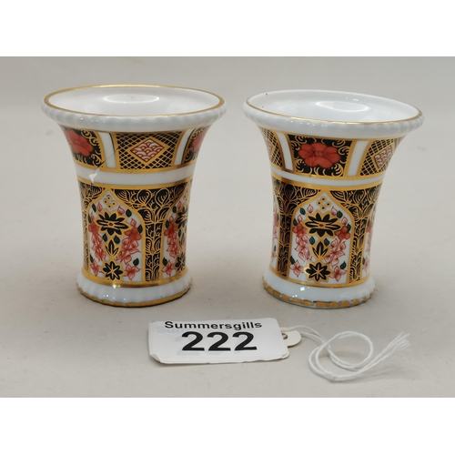 222 - x2 small Crown Derby Vases 1128 XXXVII, XXXIX (One damaged)