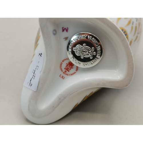 245 - Crown Derby Puffin LXI Silver Stopper - H12cm