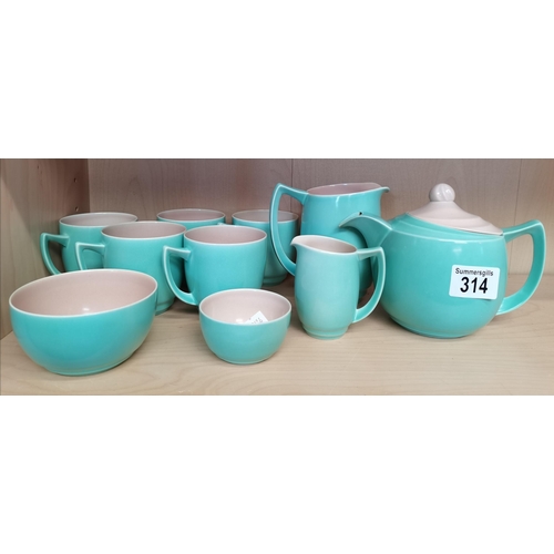 314 - Branksome China Tea set including x5 cups, x2 sugar bowls, x2 milk jugs and a tea pot