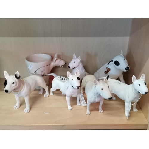 330 - A collection of English Bull Terrier figurines including Border Fine Arts