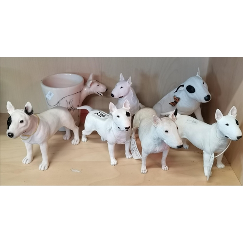 330 - A collection of English Bull Terrier figurines including Border Fine Arts